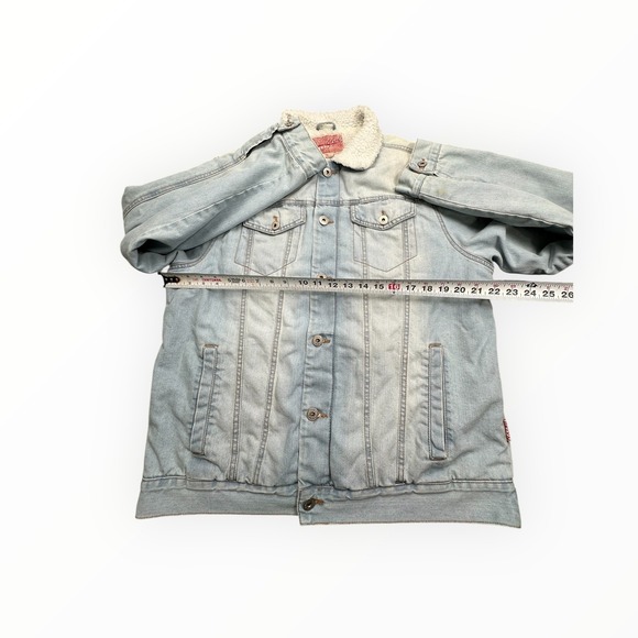 Brooklyn Cloth Mens Sherpa Lined Denim Trucker Jacket Light Wash Blue XL - Picture 10 of 14